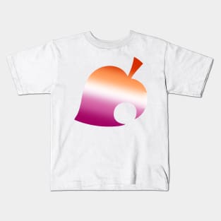 Lesbian Pride Racoon Leaf Crossing gradient Kids T-Shirt